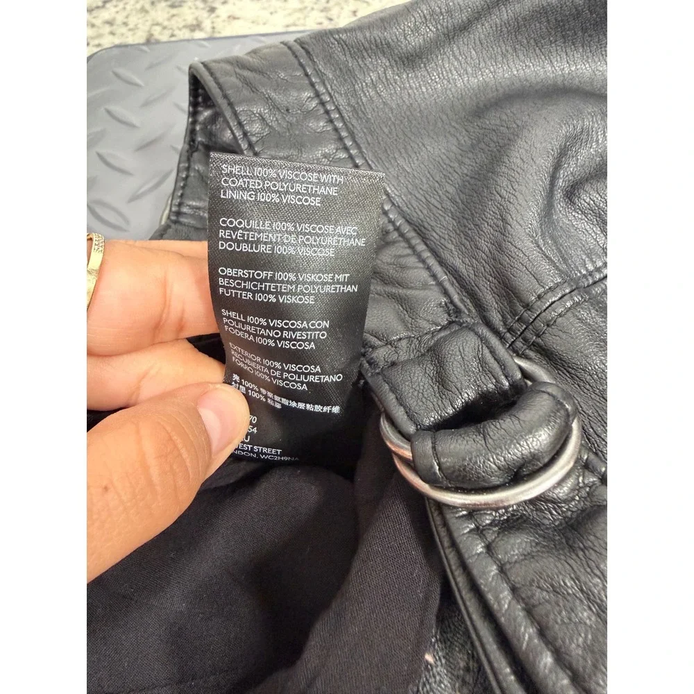 Free People Black Faux Leather Belted Mini‎ Skirt Size 2 Moto Style